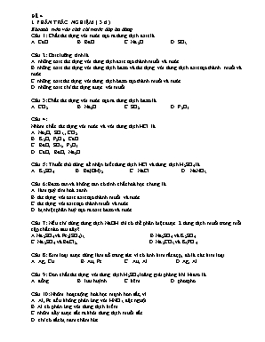 Đề thi học kì 1 môn Hóa học Lớp 9 - Đề số 4